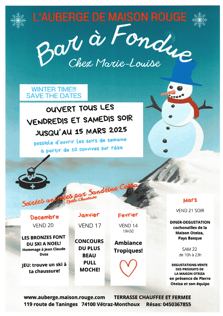 Calendrier Bar ? fondue