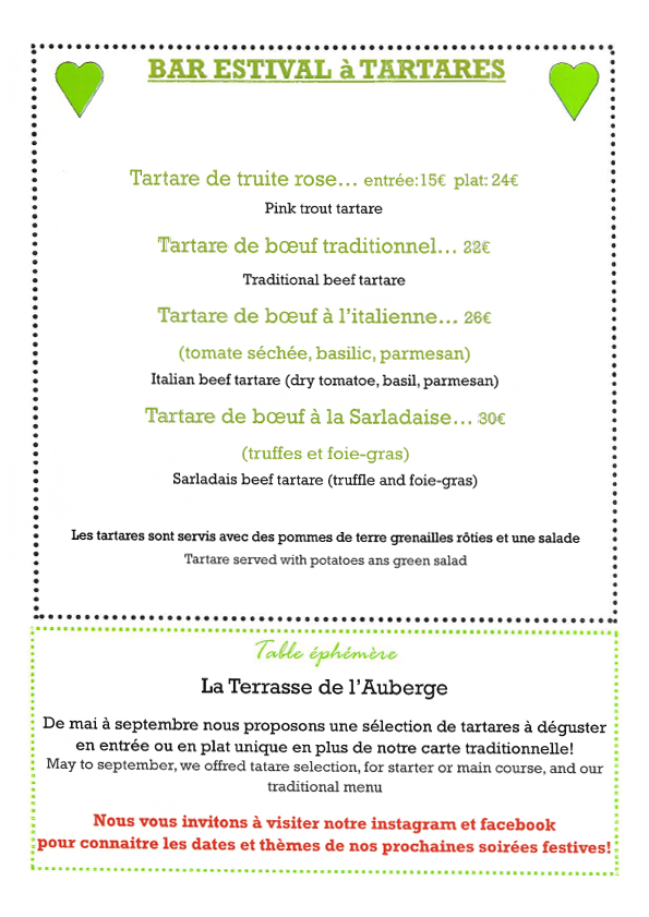 bar à tartares - Auberge de Maison Rouge